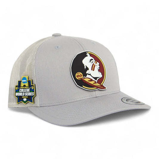 FSU Seminoles 2024 Men's College World Series 3D YP Snapback Trucker Hat- Silver