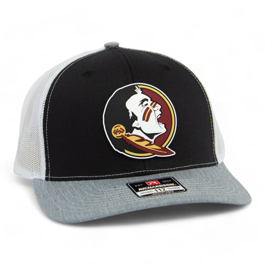 Florida State Seminoles 3D PVC Rubber Patch Hat- Black/ White/ Heather Grey