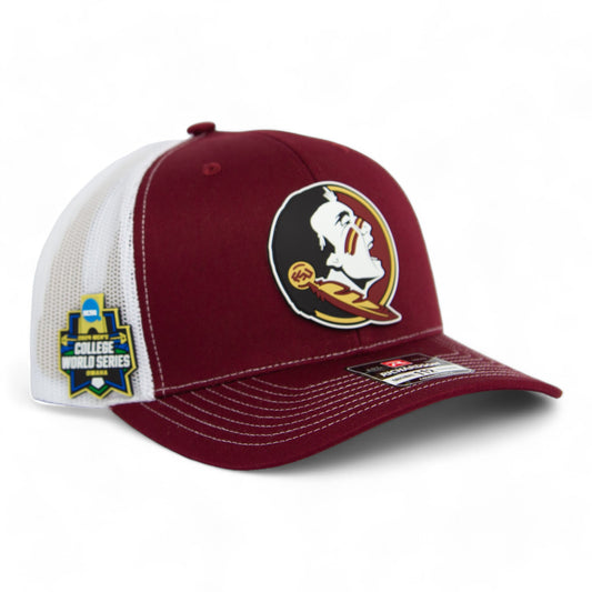 FSU Seminoles 2024 Men's College World Series 3D Snapback Trucker Hat- Cardinal/ White