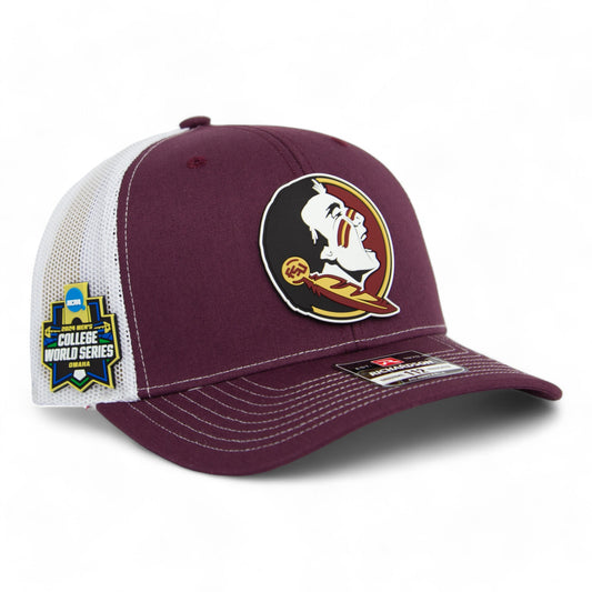 FSU Seminoles 2024 Men's College World Series 3D Patch Snapback Trucker Hat- Maroon/ White