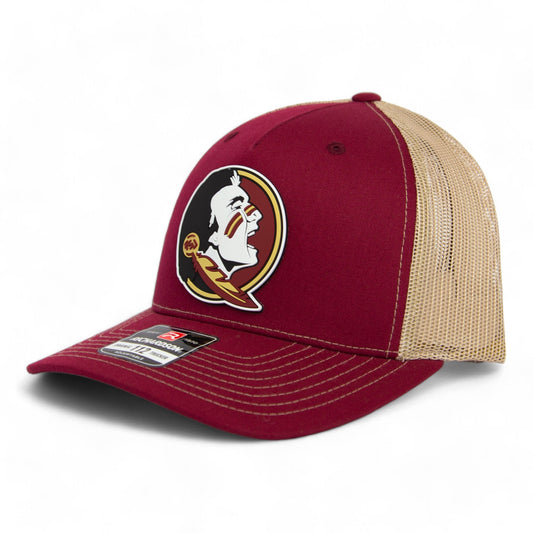 FSU Seminoles 2024 Men's College World Series 3D Snapback Trucker Hat- Cardinal/ Tan