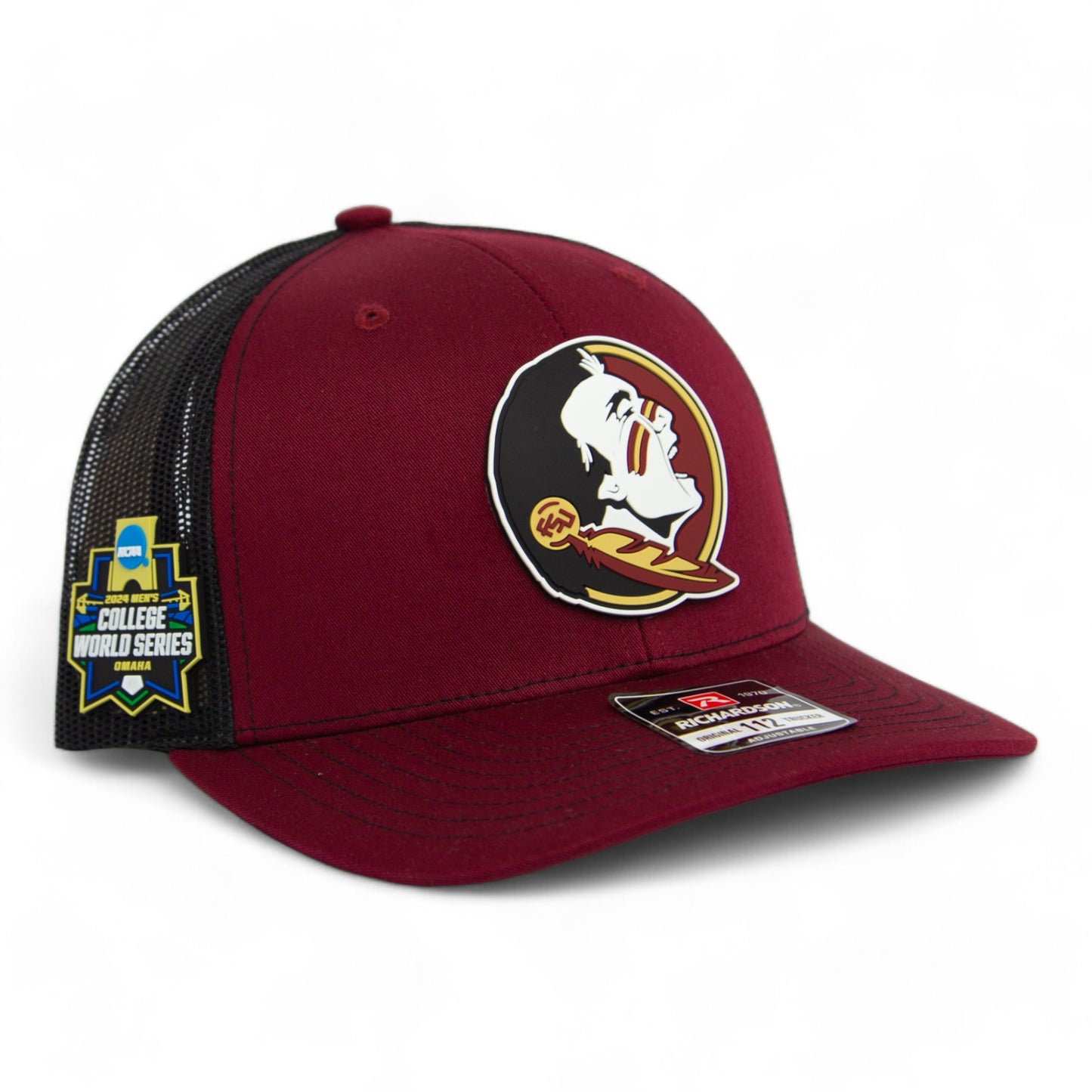 FSU Seminoles 2024 Men's College World Series 3D Snapback Trucker Hat- Cardinal/ Black