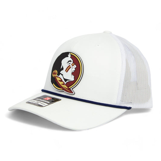 FSU Seminoles 2024 Men's College World Series 3D Snapback Trucker Rope Hat- White/ Black