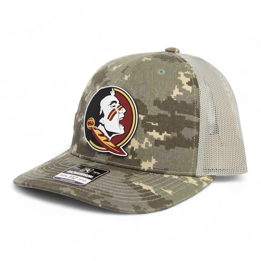 FSU Seminoles 2024 Men's College World Series 3D Patterned Snapback Trucker Hat- Military Digital Camo