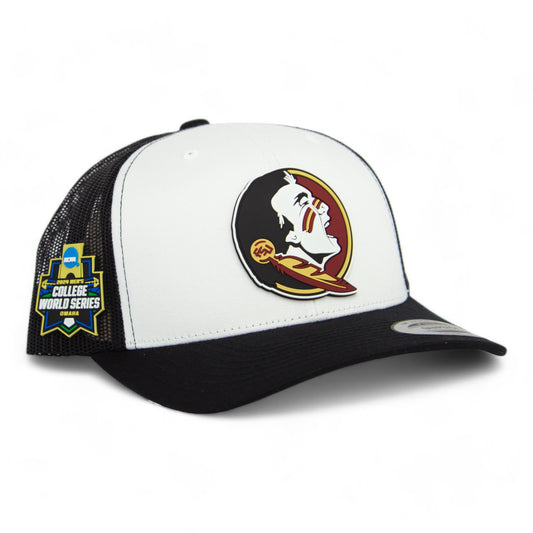 FSU Seminoles 2024 Men's College World Series 3D YP Snapback Trucker Hat- White/ Black