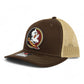 FSU Seminoles 2024 Men's College World Series 3D Patch Snapback Trucker Hat- Brown/ Khaki