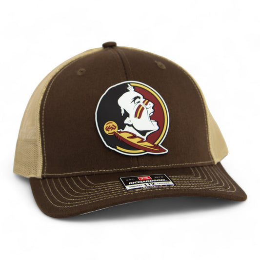 Florida State Seminoles 3D Patch Snapback Trucker Hat- Brown/ Khaki