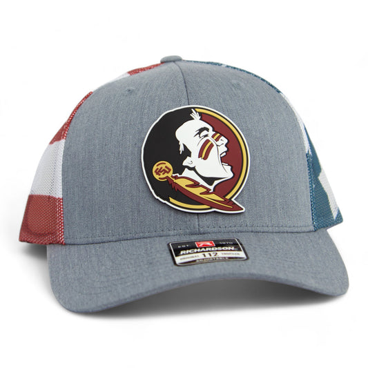 Florida State Seminoles 3D Patterned Snapback Trucker Hat- Heather Grey/ Stars & Stripes