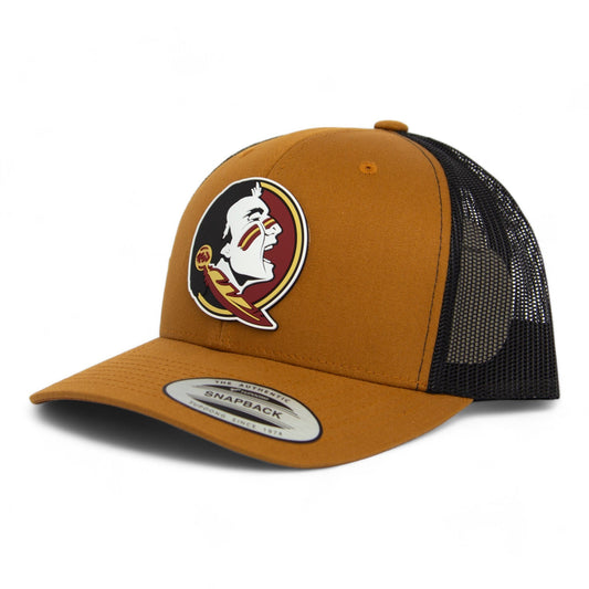 FSU Seminoles 2024 Men's College World Series 3D YP Snapback Trucker Hat- Caramel/ Black