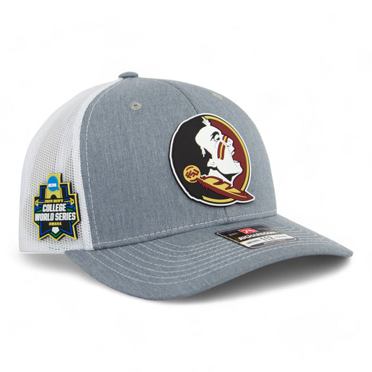 FSU Seminoles 2024 Men's College World Series 3D PVC Patch Hat- Heather Grey/ White
