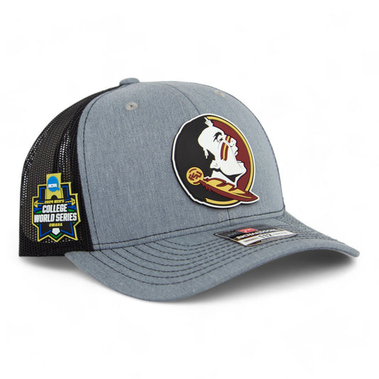 FSU Seminoles 2024 Men's College World Series 3D Snapback Trucker Hat- Heather Grey/ Black