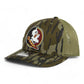 Florida State Seminoles 3D Patterned Snapback Trucker Hat- Mossy Oak Bottomland/ Loden
