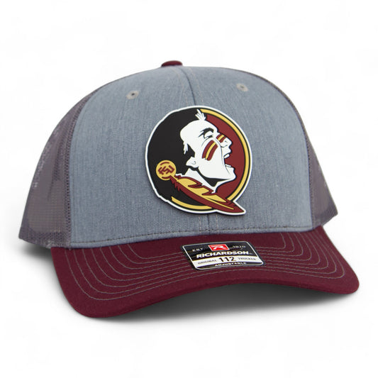 Florida State Seminoles 3D Patch Snapback Trucker Hat- Heather Grey/ Charcoal/ Maroon