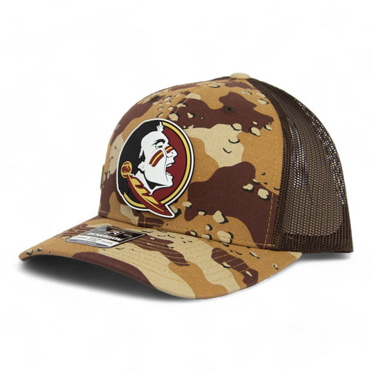FSU Seminoles 2024 Men's College World Series 3D Patterned Snapback Trucker Hat- Desert Camo/ Brown