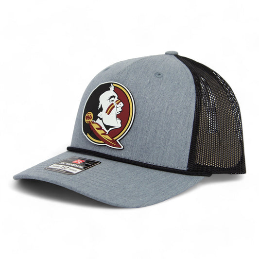 FSU Seminoles 2024 Men's College World Series 3D Snapback Trucker Rope Hat- Heather Grey/ Black