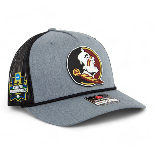 FSU Seminoles 2024 Men's College World Series 3D Snapback Trucker Rope Hat- Heather Grey/ Black