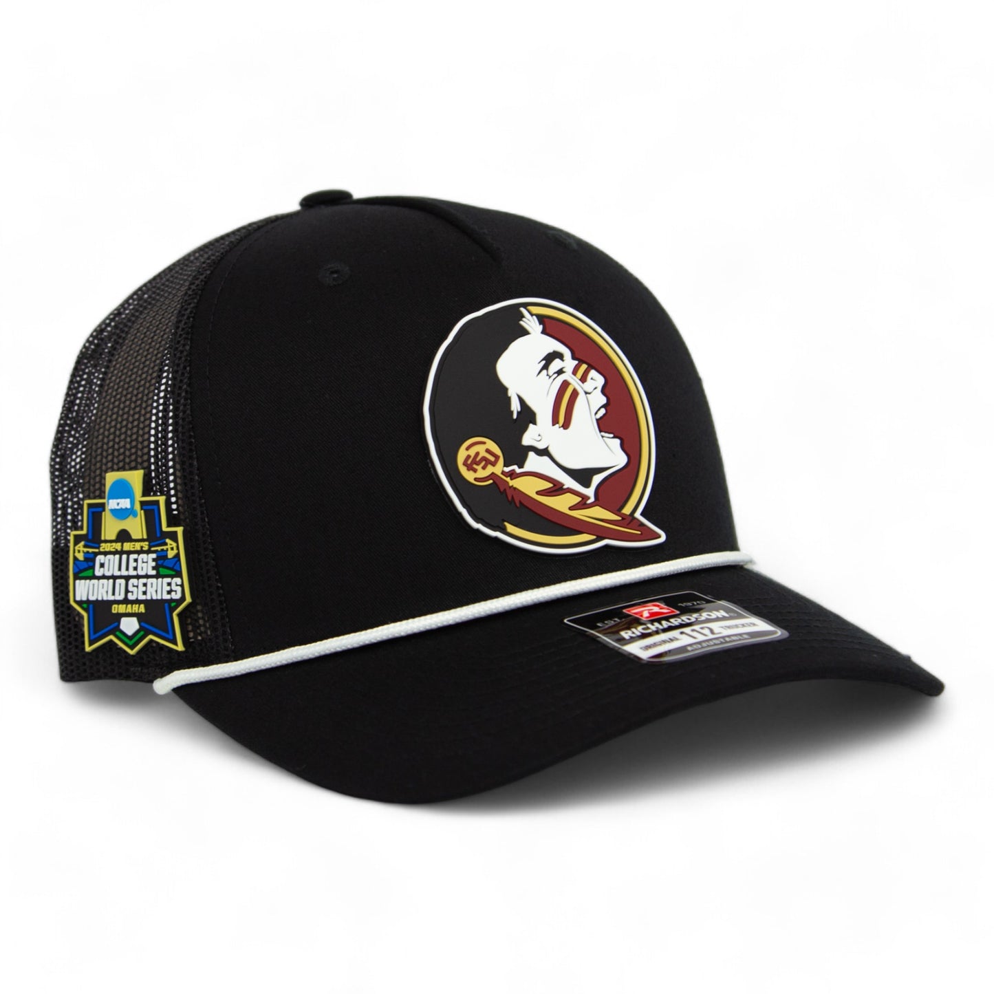 FSU Seminoles 2024 Men's College World Series 3D Snapback Trucker Rope Hat- Black/ White