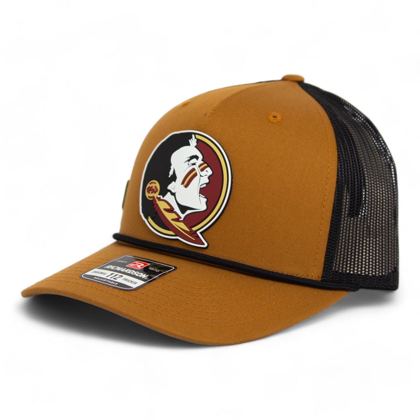 FSU Seminoles 2024 Men's College World Series 3D Snapback Trucker Rope Hat- Caramel/ Black