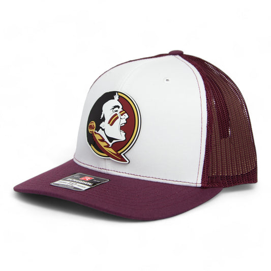 Florida State Seminoles 3D Patch Snapback Trucker Hat- White/ Maroon