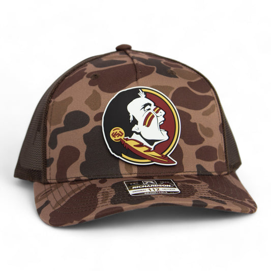 Florida State Seminoles 3D Snapback Trucker Hat- Bark Duck Camo/ Brown