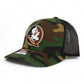 FSU Seminoles 2024 Men's College World Series 3D Patterned Snapback Trucker Hat- Army Camo/ Black