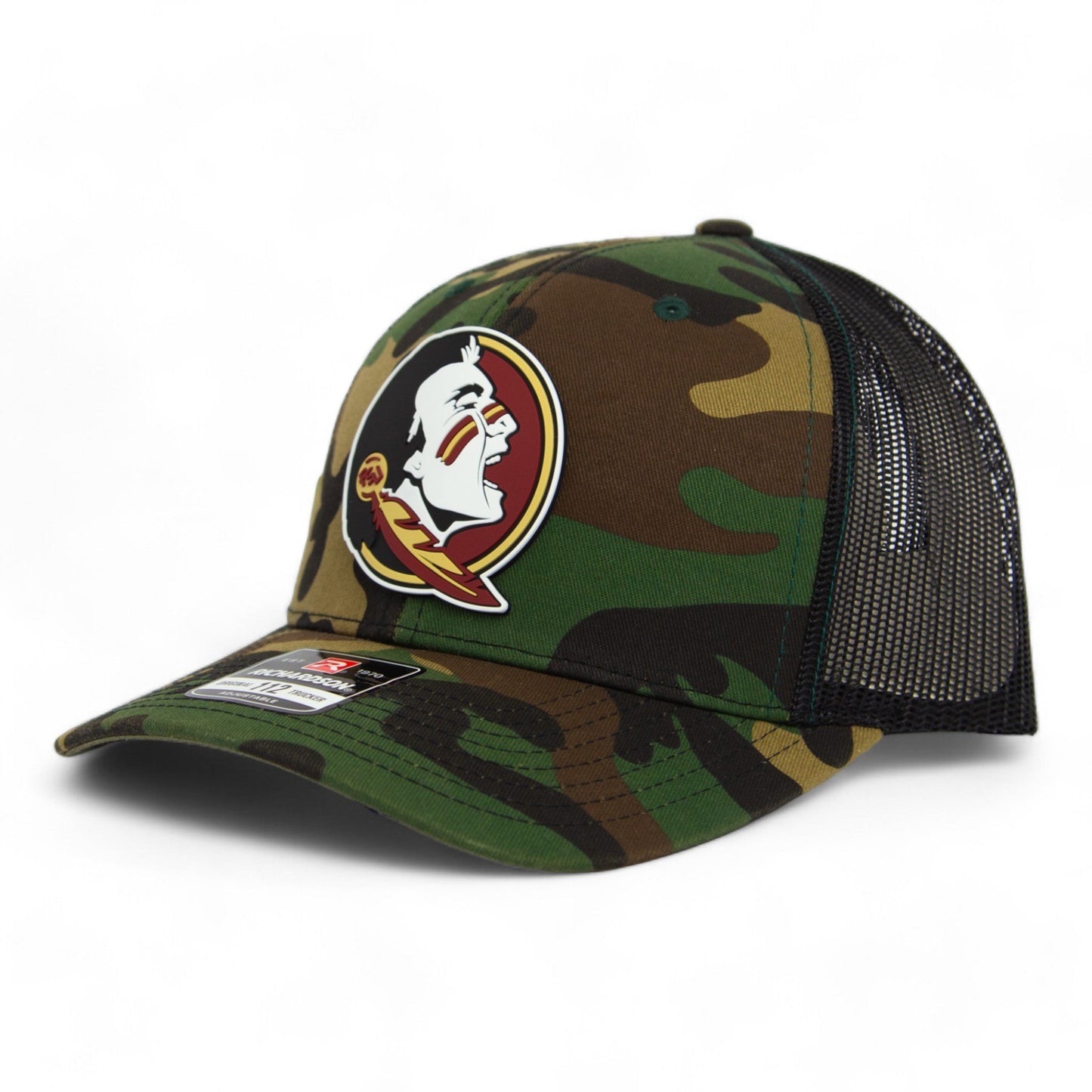 FSU Seminoles 2024 Men's College World Series 3D Patterned Snapback Trucker Hat- Army Camo/ Black