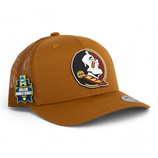 FSU Seminoles 2024 Men's College World Series 3D YP Snapback Trucker Hat- Caramel