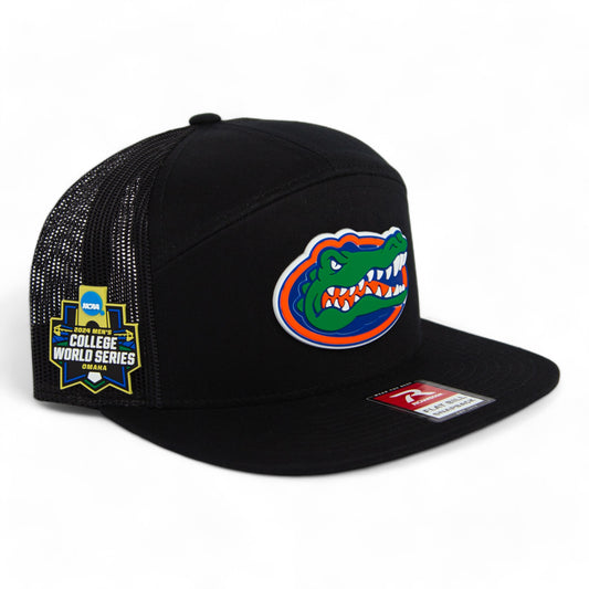 Florida Gators 2024 Men's College World Series 3D Snapback Seven-Panel Flat Bill Trucker Hat- Black