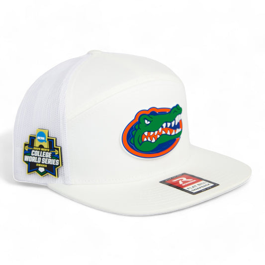 Florida Gators 2024 Men's College World Series 3D Snapback Seven-Panel Flat Bill Trucker Hat- White