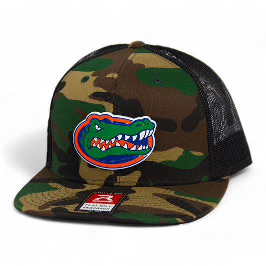 Florida Gators 2024 Men's College World Series 3D Wool Blend Flat Bill Hat- Army Camo/ Black