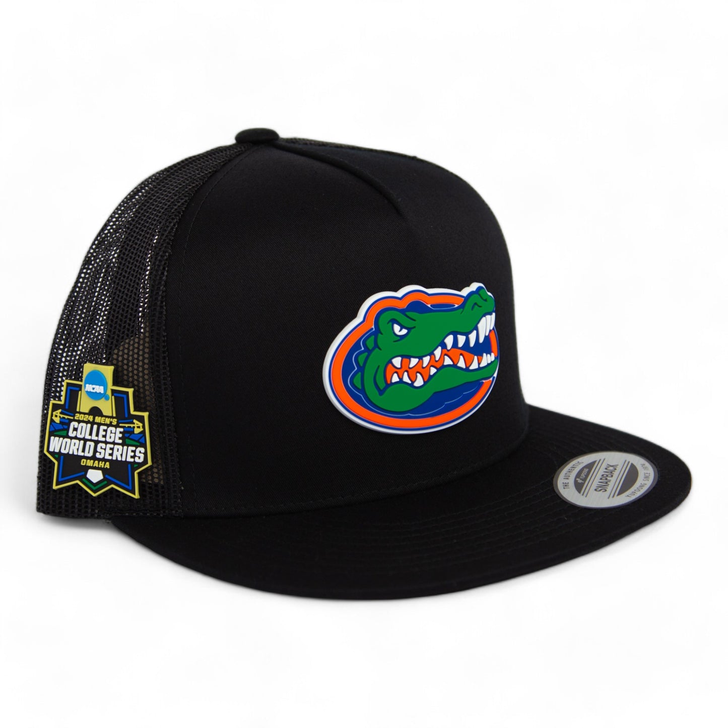 Florida Gators 2024 Men's College World Series 3D YP Snapback Flat Bill Trucker Hat- Black