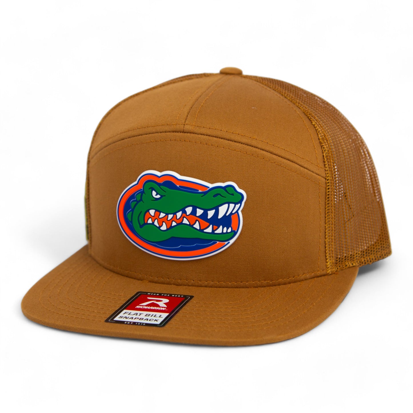 Florida Gators 2024 Men's College World Series 3D Snapback Seven-Panel Flat Bill Trucker Hat- Caramel