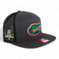 Florida Gators 2024 Men's College World Series 3D Snapback Seven-Panel Flat Bill Trucker Hat- Charcoal/ Black