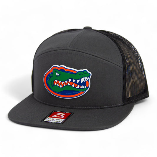 Florida Gators 2024 Men's College World Series 3D Snapback Seven-Panel Flat Bill Trucker Hat- Charcoal/ Black