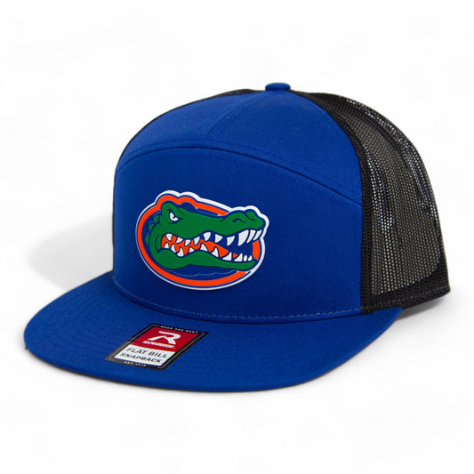 Florida Gators 2024 Men's College World Series 3D Snapback Seven-Panel Flat Bill Trucker Hat- Royal/ Black