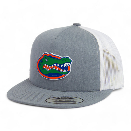 Florida Gators 2024 Men's College World Series 3D YP Snapback Flat Bill Trucker Hat- Heather Grey/ White