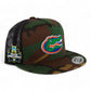 Florida Gators 2024 Men's College World Series 3D YP Snapback Flat Bill Trucker Hat- Army Camo/ Black