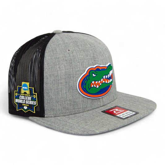 Florida Gators 2024 Men's College World Series 3D Wool Blend Flat Bill Hat- Heather Grey/ Black