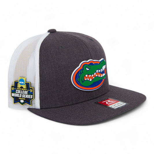 Florida Gators 2024 Men's College World Series 3D Wool Blend Flat Bill Hat- Heather Charcoal/ White