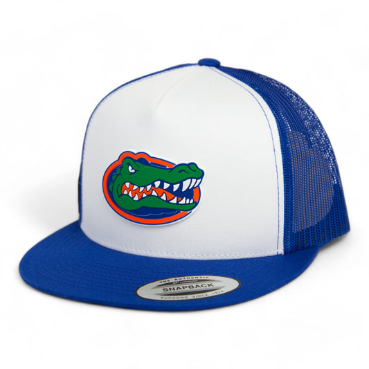 Florida Gators 2024 Men's College World Series 3D YP Snapback Flat Bill Trucker Hat- White/ Royal