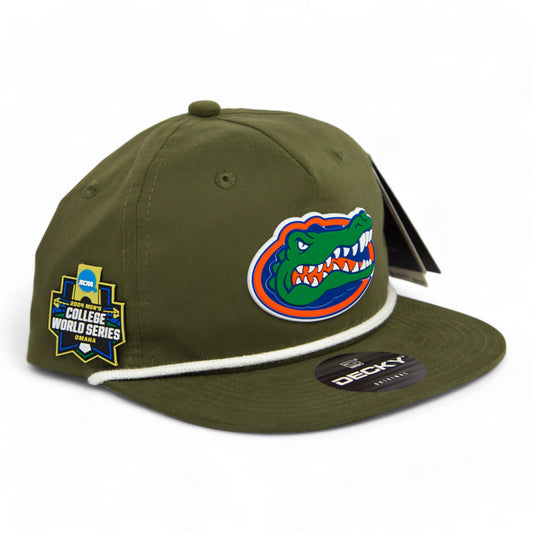 Florida Gators 2024 Men's College World Series 3D Classic Rope Hat- Olive/ White