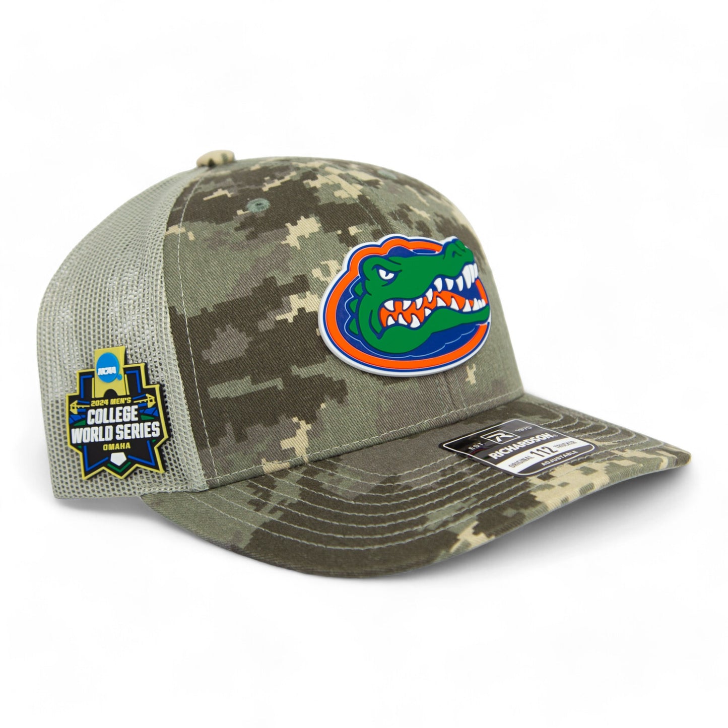 Florida Gators 2024 Men's College World Series Snapback Trucker Hat- Military Digital Camo