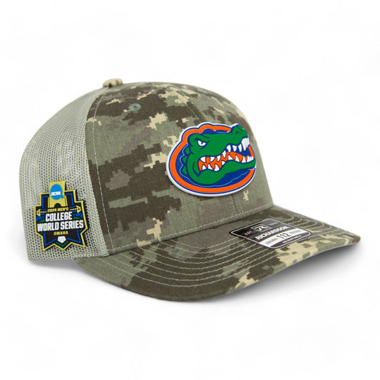 Florida Gators 2024 Men's College World Series Snapback Trucker Hat- Military Digital Camo