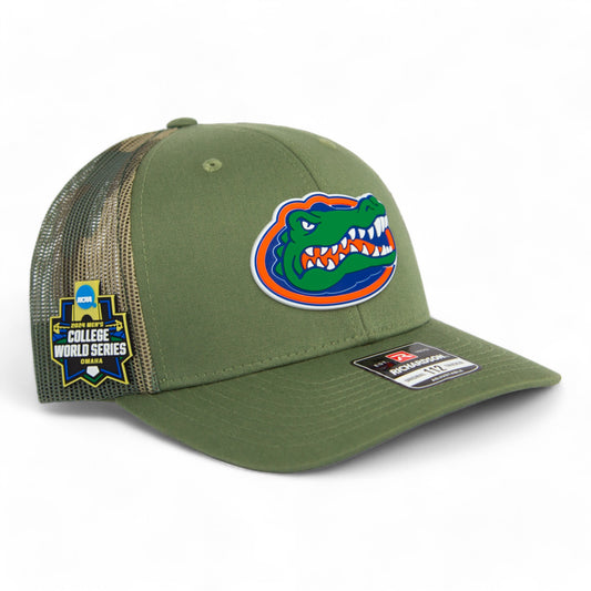 Florida Gators 2024 Men's College World Series Snapback Trucker Hat- Loden/ Green Camo