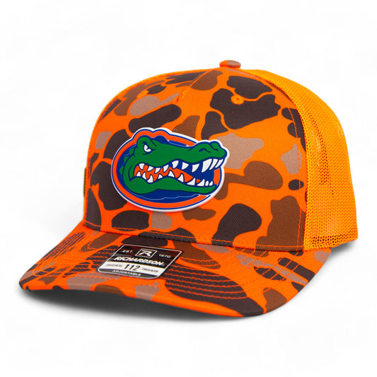 Florida Gators 2024 Men's College World Series Snapback Trucker Hat- Blaze Duck Camo/ Blaze