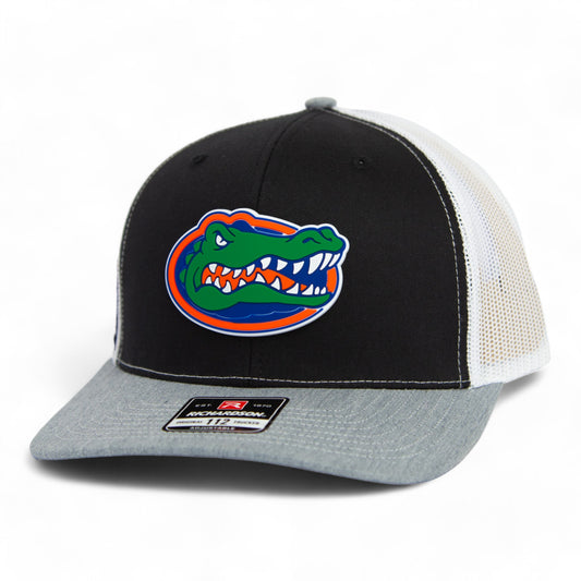 Florida Gators 2024 Men's College World Series Snapback Trucker Hat- Black/ White/ Heather Grey