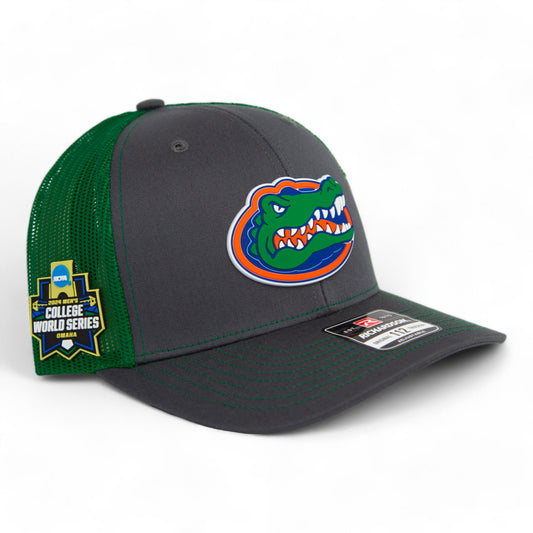 Florida Gators 2024 Men's College World Series Snapback Trucker Hat- Charcoal/ Green