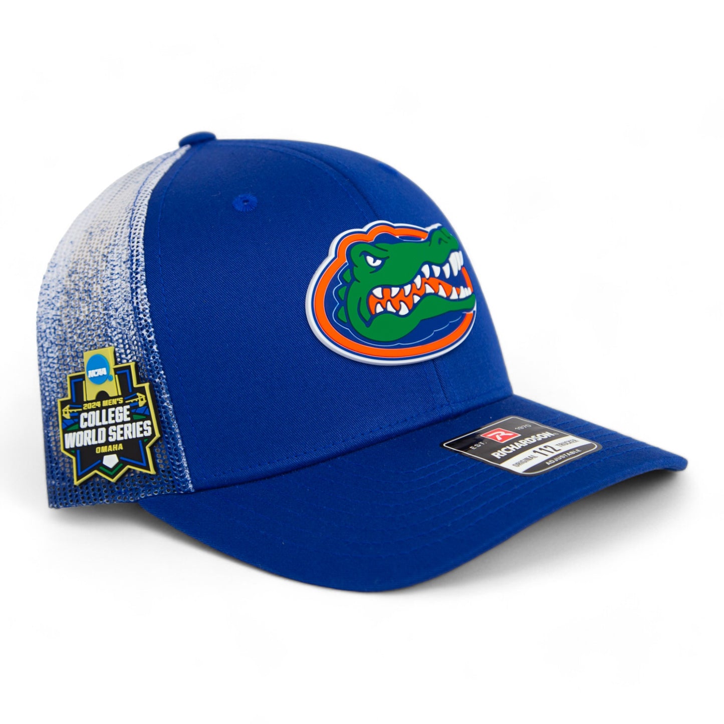 Florida Gators 2024 Men's College World Series Snapback Trucker Hat- Royal Fade