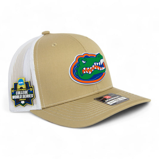 Florida Gators 2024 Men's College World Series Snapback Trucker Hat- Tan/ White