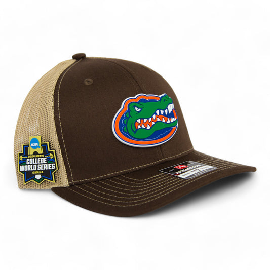 Florida Gators 2024 Men's College World Series Snapback Trucker Hat- Brown/ Tan